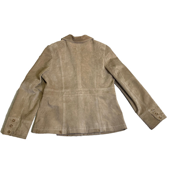 Mossimo Moto Jacket Womens Large Button Front 70’s Tan Suede Leather Coat - Picture 5 of 11